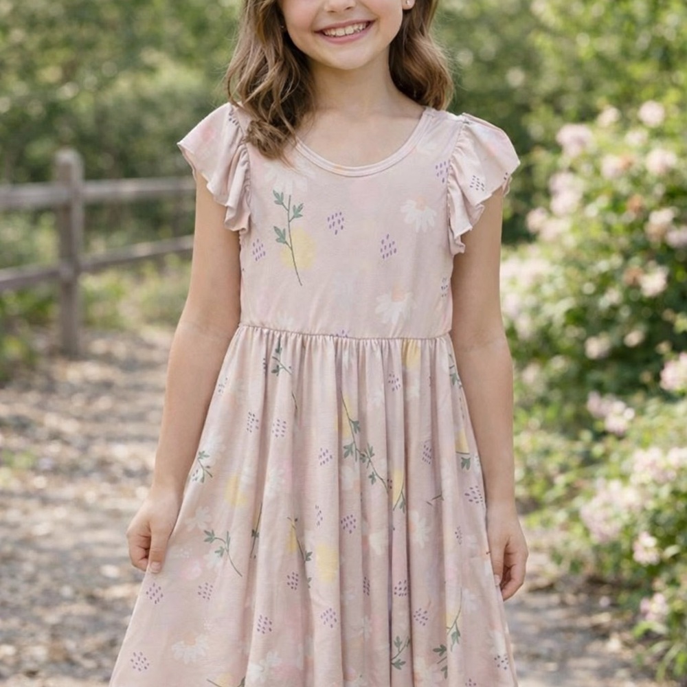 DotDotSmile Pink Floral Twirl Dress Size 8/10 Like New